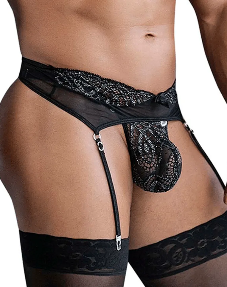 Candyman 99837 Lace-garter Outfit Black