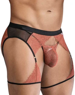 Candyman 99854 Lace-garter Outfit Black-terracotta
