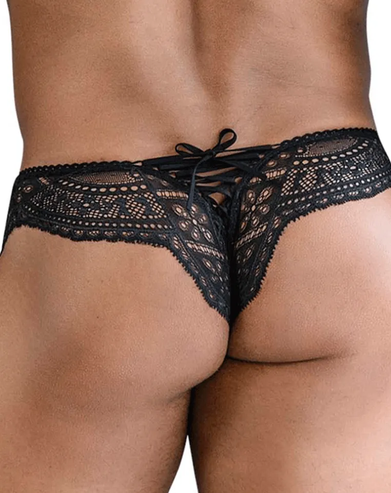 Candyman 99828 Lace-mesh Thongs Black