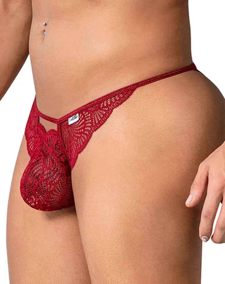 Candyman 99910 Lace Thongs Burgundy