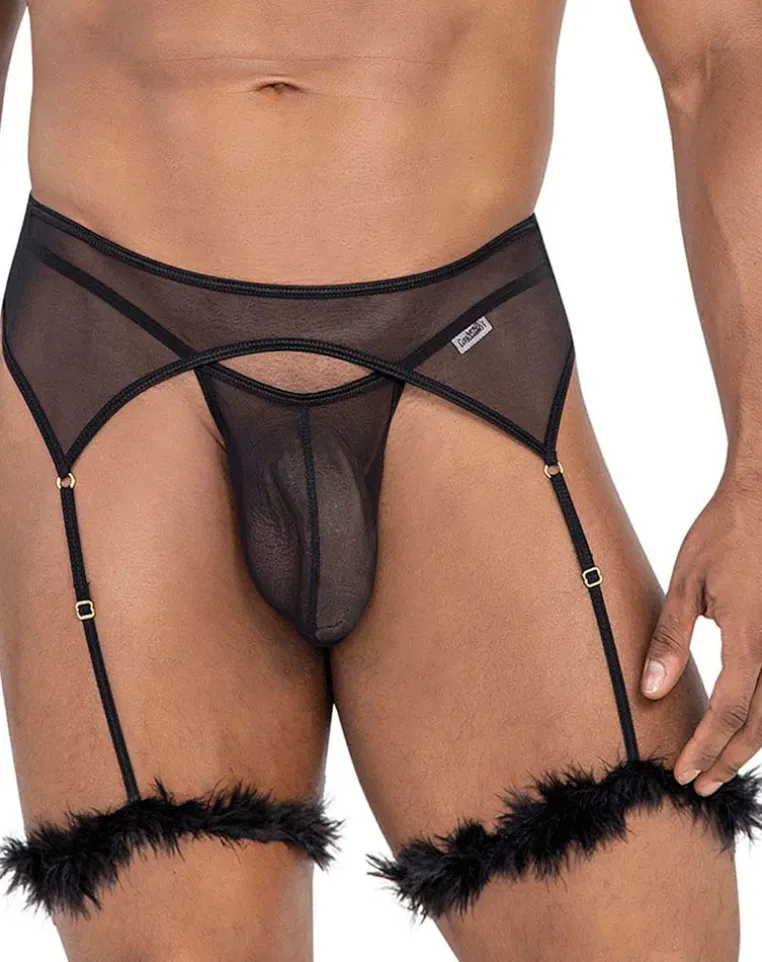 Candyman 99806 Mesh Garter Outfit Black