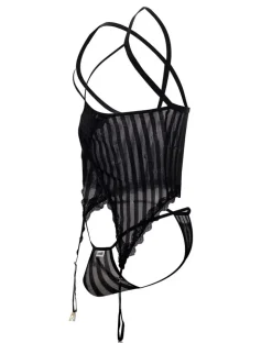 Candyman 99654 Mesh Two Piece Set Black