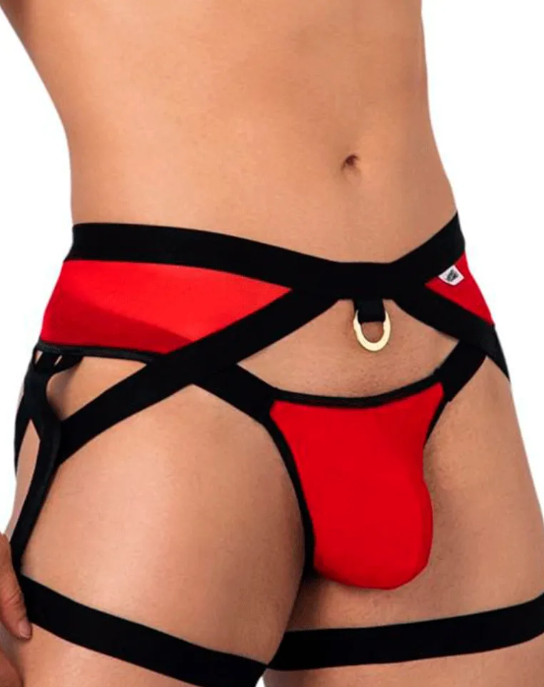 Candyman 99623 Sexy Garter Jockstrap Red