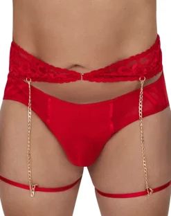 Candyman 99703x Garter Briefs Two Piece Set Red