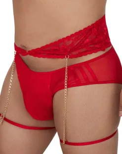 Candyman 99703x Garter Briefs Two Piece Set Red