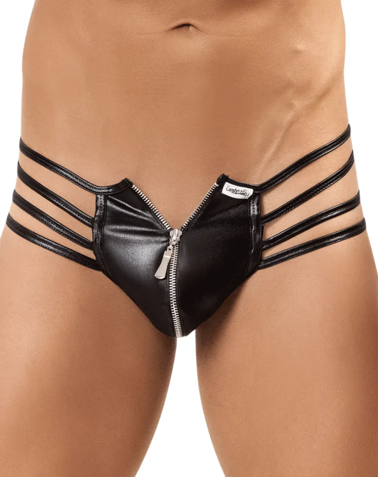 Candyman 99140 Zipped Up Thong Black