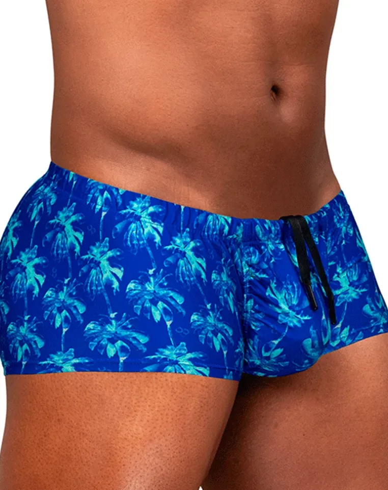Ergowear Ew1827 Electric Blue Palm 4-way Stretch Swim Trunks Royal Blue-palms