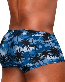 Ergowear Ew1825 Tropical Camo Palm Print Swim Trunks Dark Blue-palms