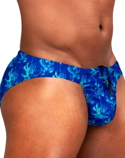 Ergowear Ew1826 Vibrant Blue Abstract Floral Men's Swim Bikini Royal Blue-palms