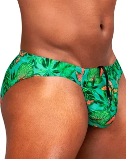 Ergowear Ew1828 Vibrant Tropical Leaf Print Swim Bikini Aqua-leaves