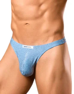 Justin+simon Xsj03 Silky Sexy Thongs Lurex Blue