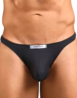 Justin+simon Xsj03 Silky Sexy Thongs Peach Black