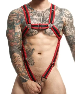 Malebasics Dmbl07 Dngeon Cross Cock Ring Harness Red