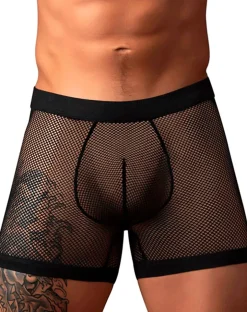 Male Power 152-11c Fishnet 2 Pouch Short Black