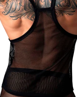 Male Power 110-11c Fishnet Tank Top Black