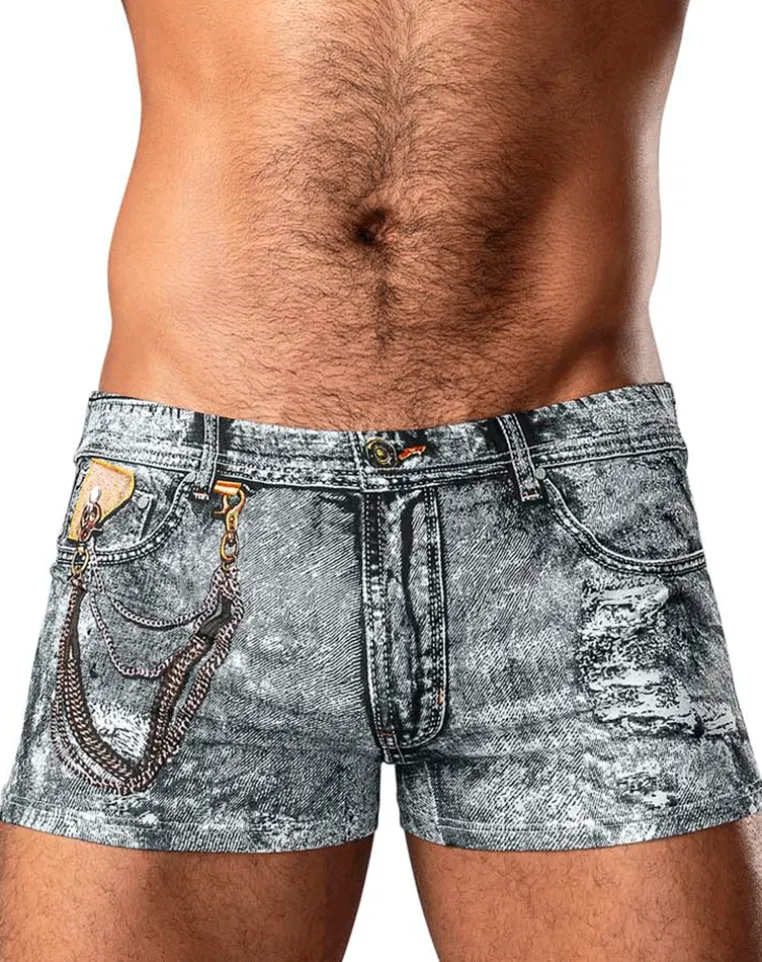 Male Power 145-286 Dirty Denim Mini Short Denim Print