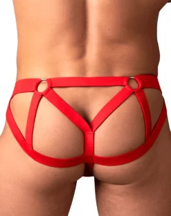 Male Power 352-307 Mesh 2 Strappy Ring Jock Red