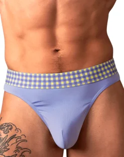 Male Power 413-306 So Comfy Gingham Thong Purple