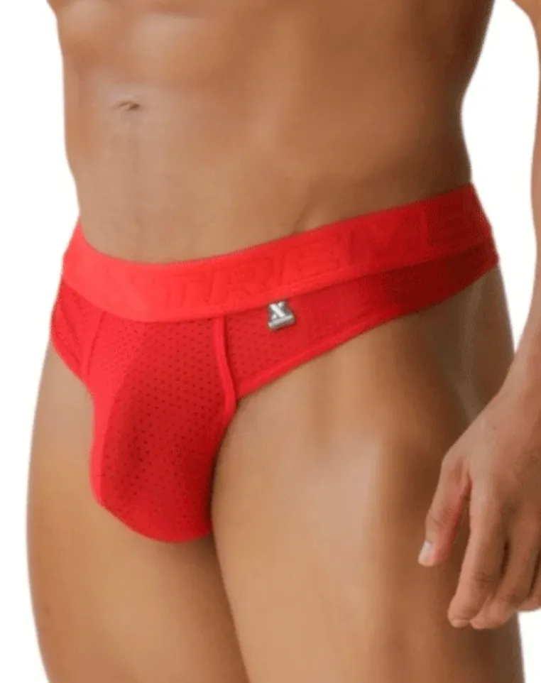 Xtremen 91268 Elite Athletic Micro-perforated Performance Thongs Red