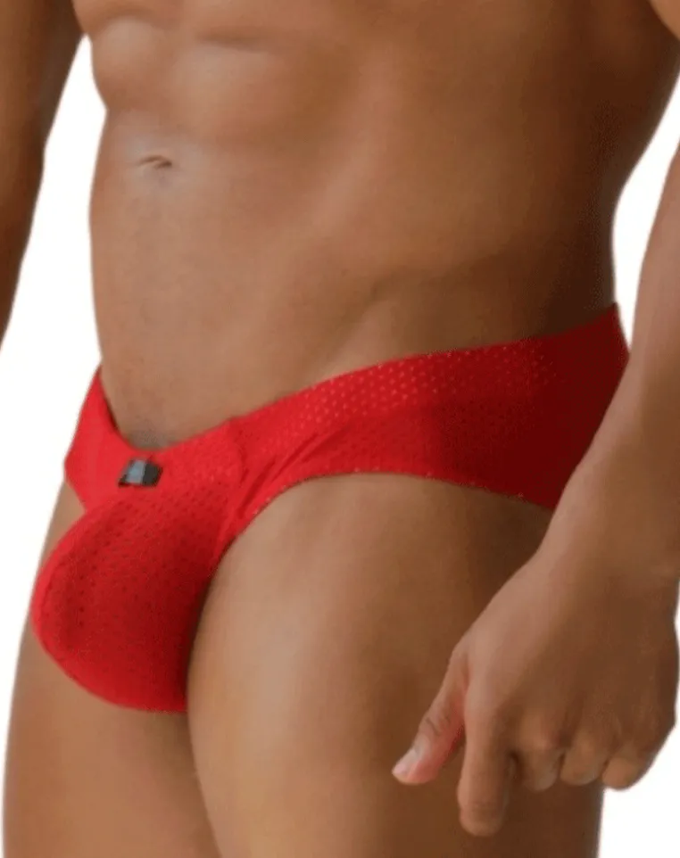 Xtremen 91270 Sleek Low-rise Perforated Briefs Red