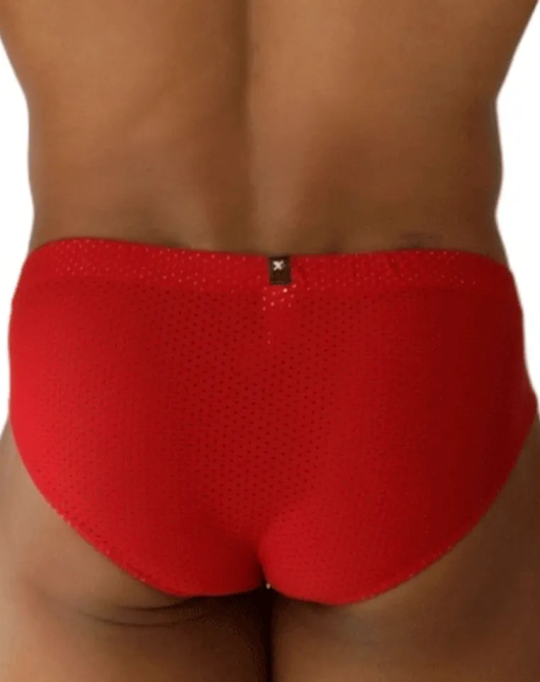 Xtremen 91270 Sleek Low-rise Perforated Briefs Red